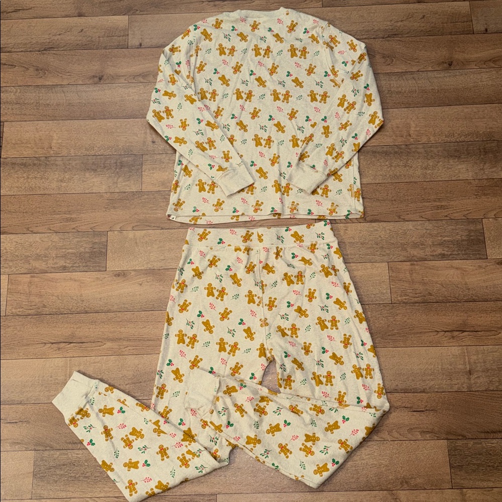 Pact Size Large Unisex Pajama 2 Piece Set Gingerbread 100% Organic Cotton Comfy - Picture 2 of 16